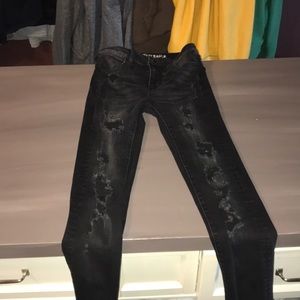 American Eagle black ribbed high waste jetting